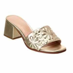 Kate Spade Emmie Leather Sandal-Gold 9 metallic slip on mid heel square toe